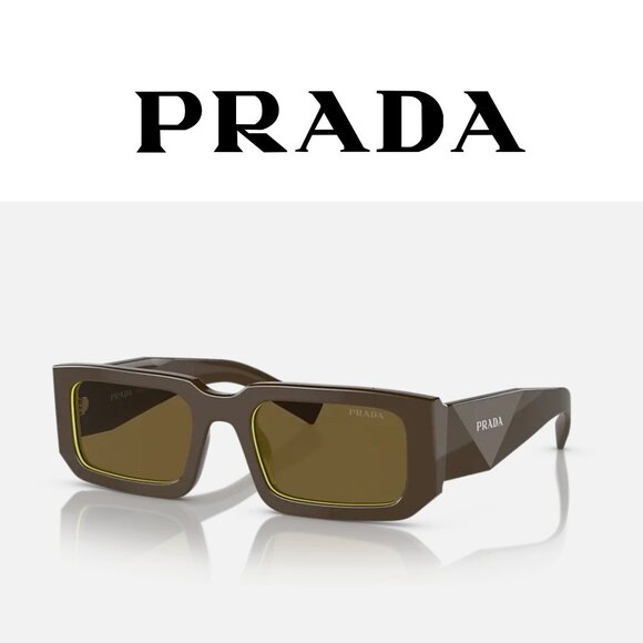 PRADA Symbole Sunglasses - Unisex - Loden Cedar / Dark Brown - Full Inclusion - Picture 1 of 12